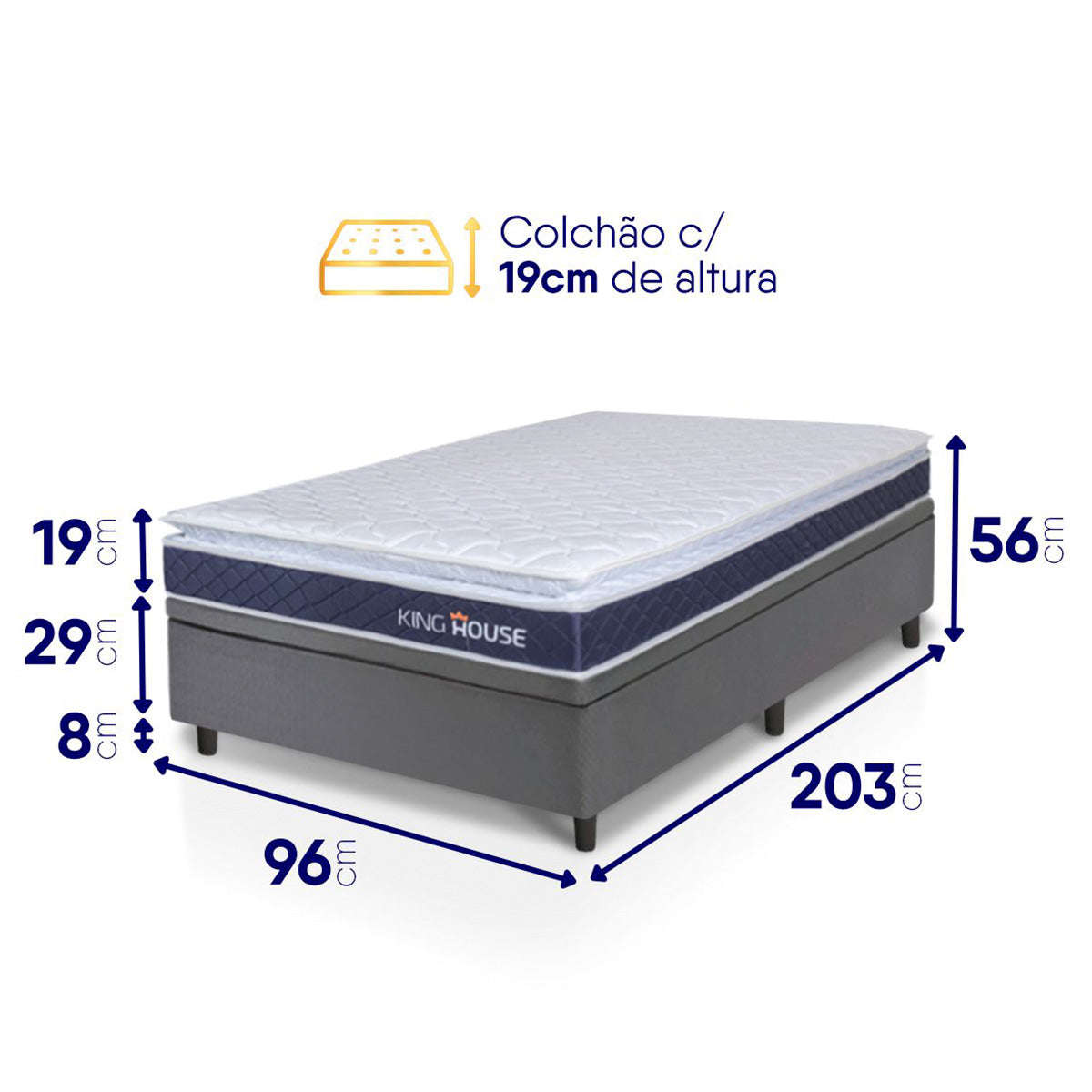 Cama Box Baú Durban Espuma D28 Solteirão 96x203 King House