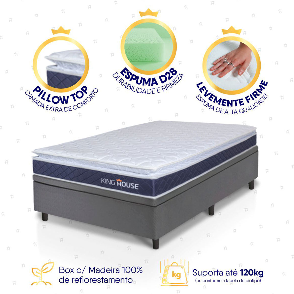 Cama Box Baú Durban Espuma D28 Solteirão 96x203 King House