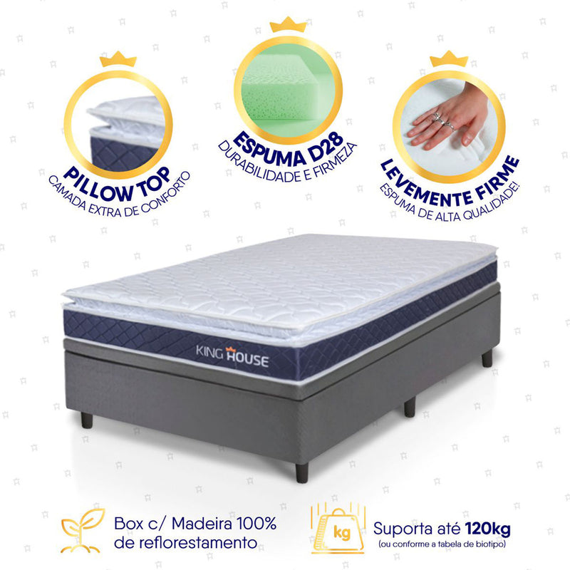 Cama Box Baú Durban Espuma D28 Solteirão 96x203 King House