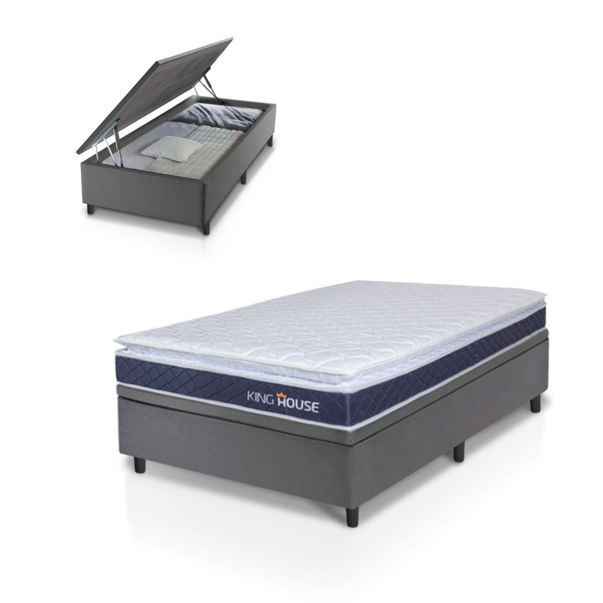 Cama Box Baú Durban Espuma D28 Solteirão 96x203 King House