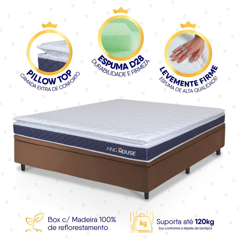 Cama Box Baú Durban Espuma D28 Casal 138x188 King House