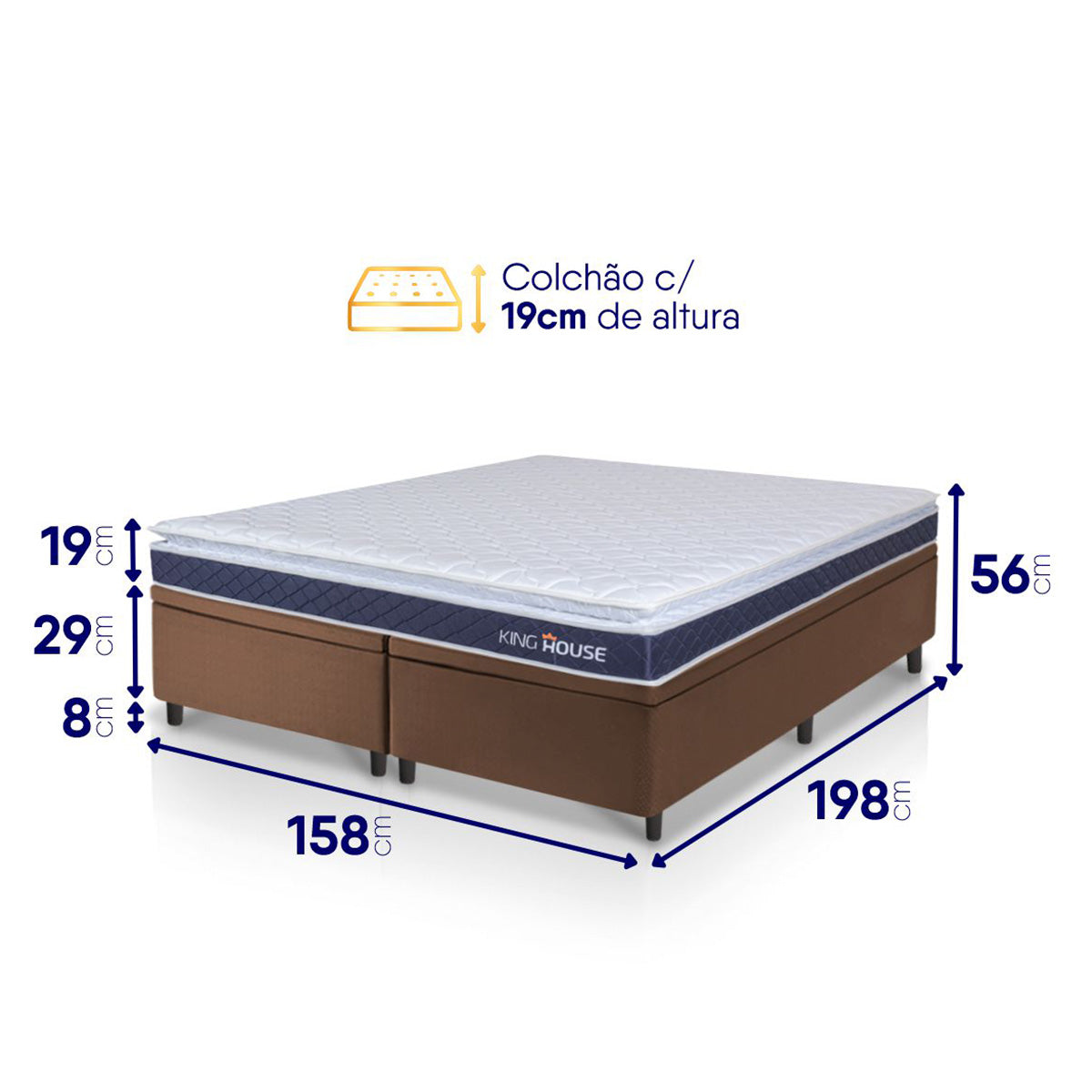 Cama Box Baú Durban Espuma D28 Queen 158x198 King House