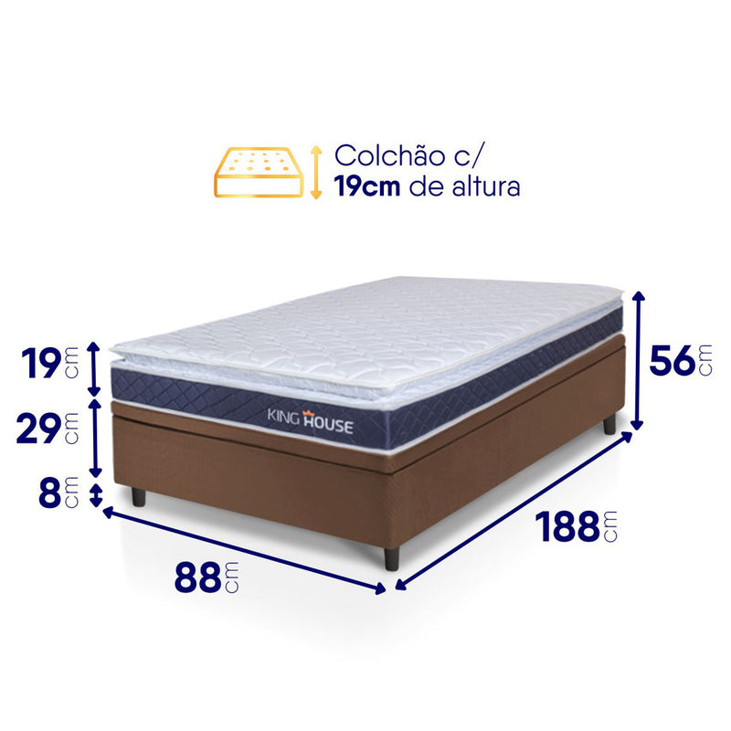 Cama Box Baú Durban Espuma D28 Solteiro 88x188 King House