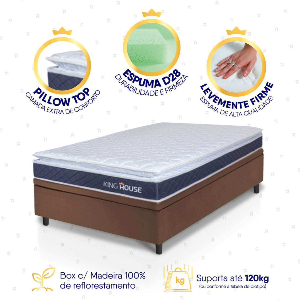 Cama Box Baú Durban Espuma D28 Solteiro 88x188 King House