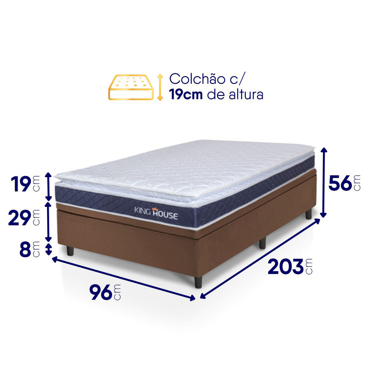 Cama Box Baú Durban Espuma D28 Solteirão 96x203 King House