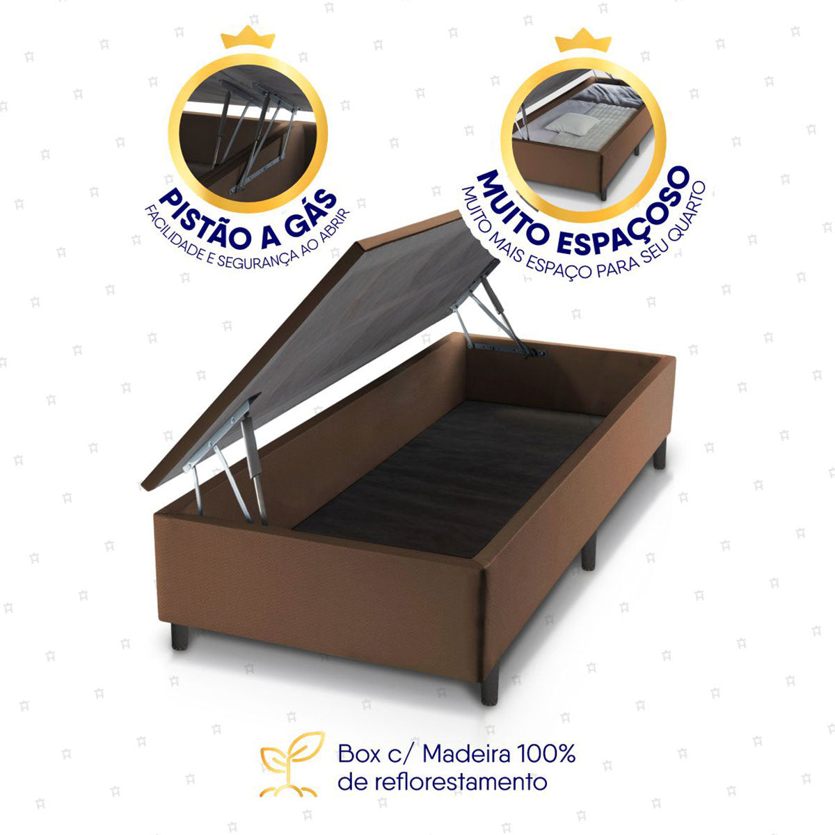 Cama Box Baú Durban Espuma D28 Solteirão 96x203 King House