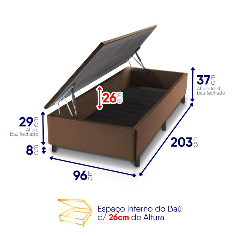 Cama Box Baú Durban Espuma D28 Solteirão 96x203 King House