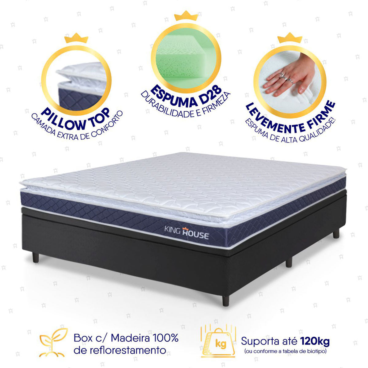 Cama Box Baú Durban Espuma D28 Casal 138x188 King House