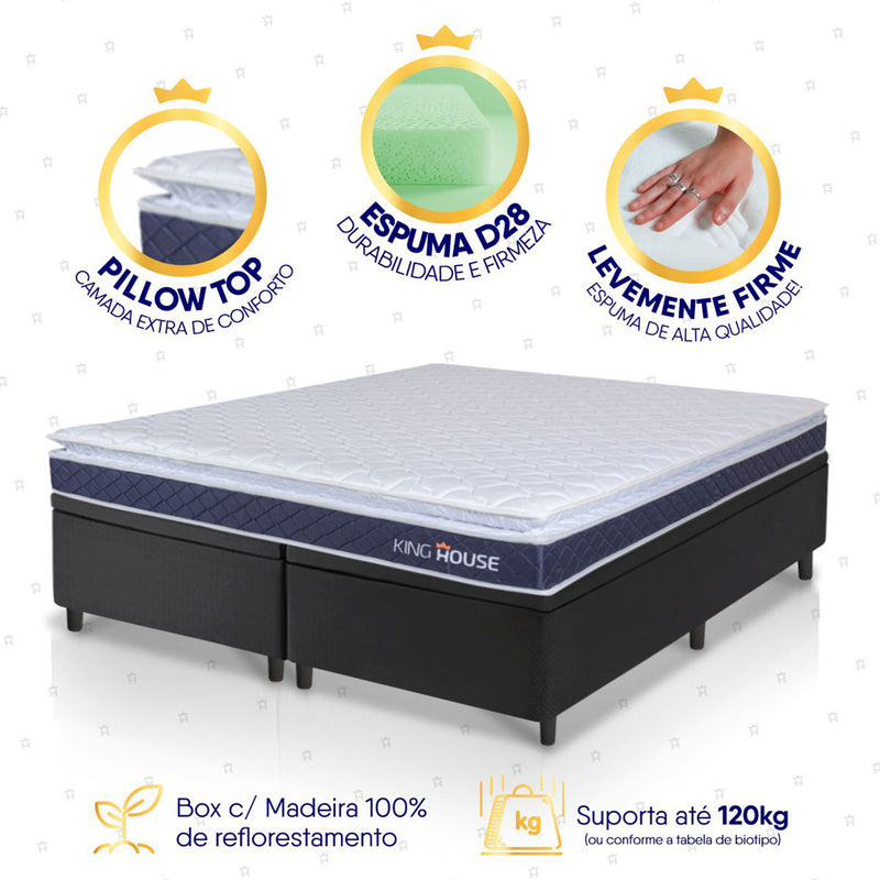 Cama Box Baú Durban Espuma D28 Queen 158x198 King House