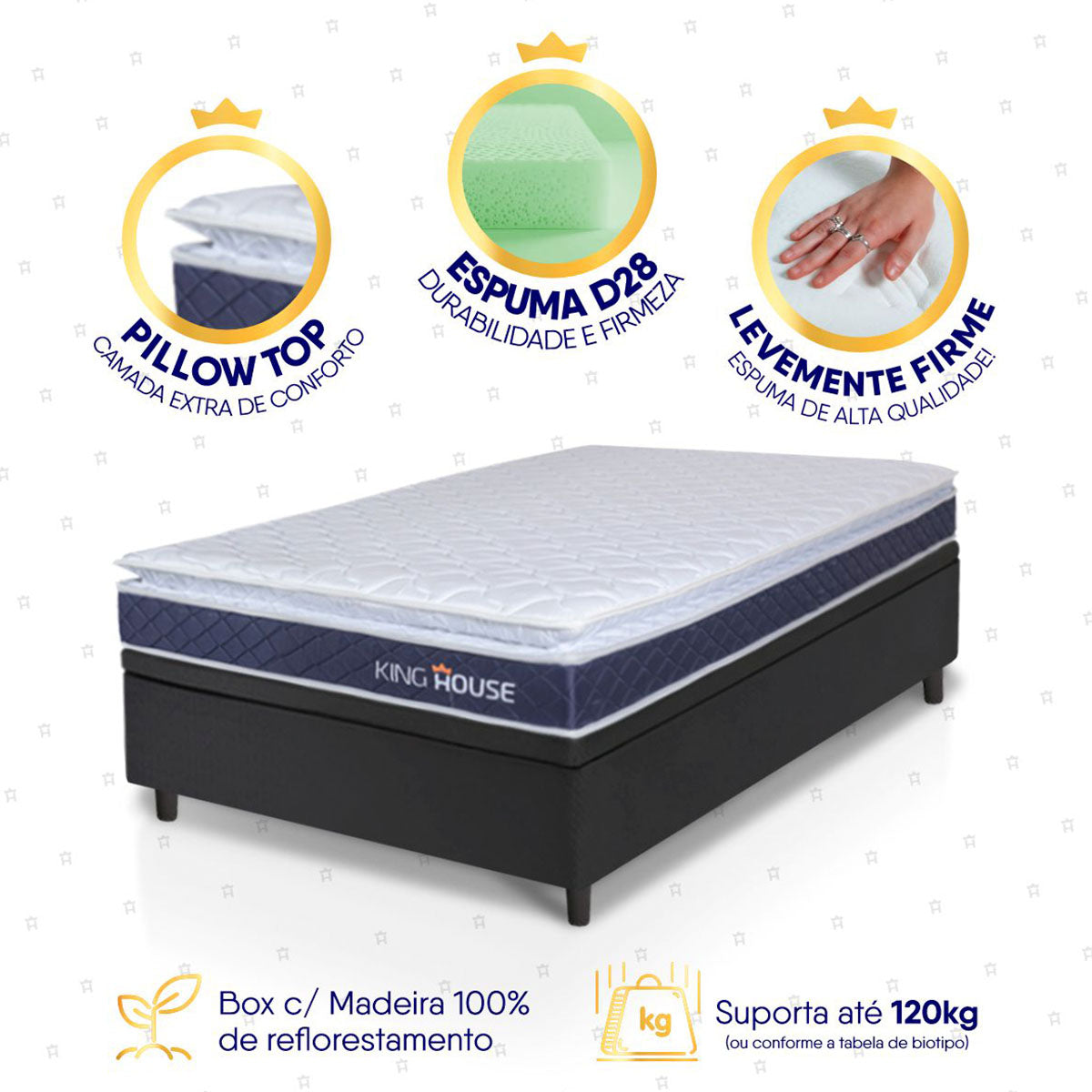 Cama Box Baú Durban Espuma D28 Solteiro 88x188 King House