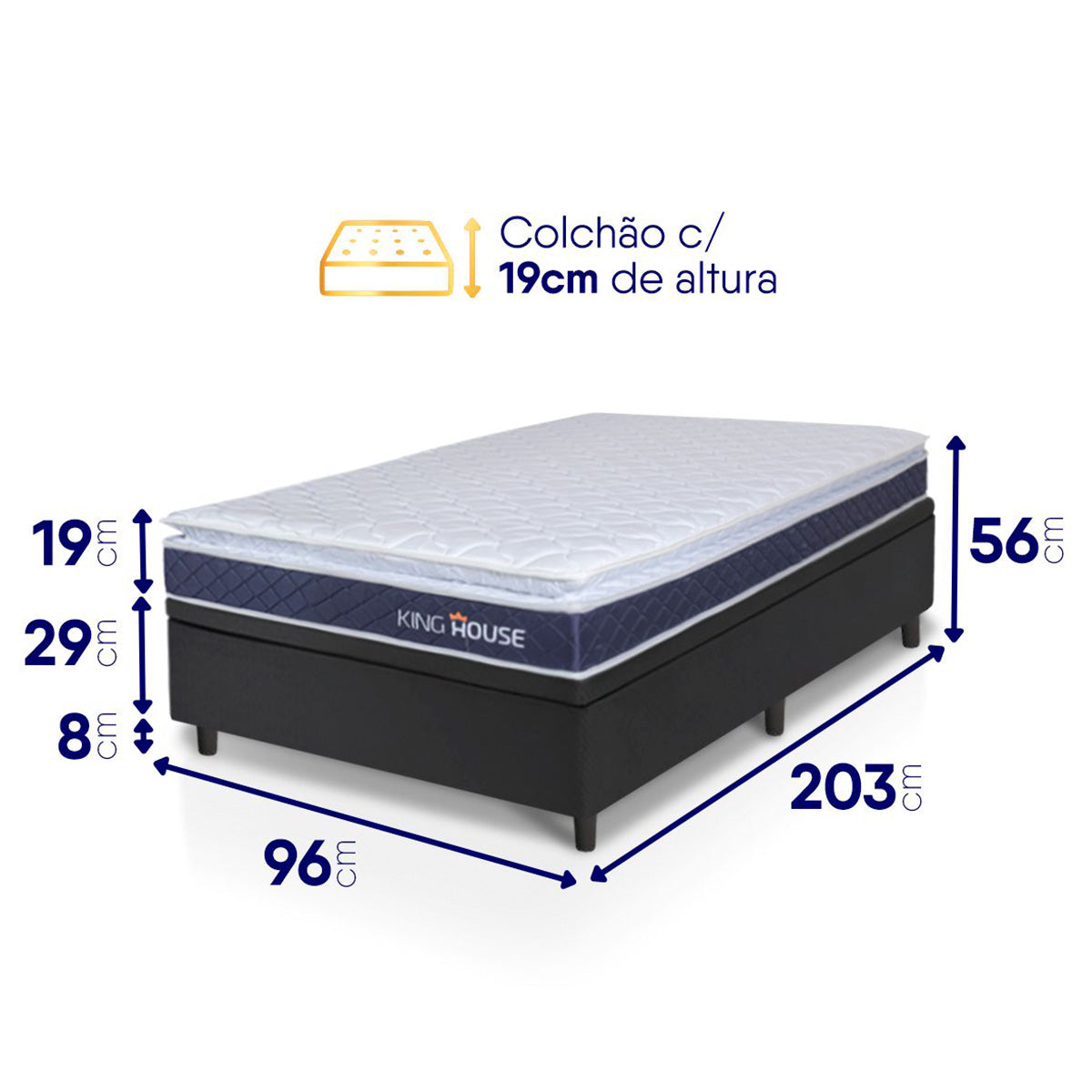 Cama Box Baú Durban Espuma D28 Solteirão 96x203 King House