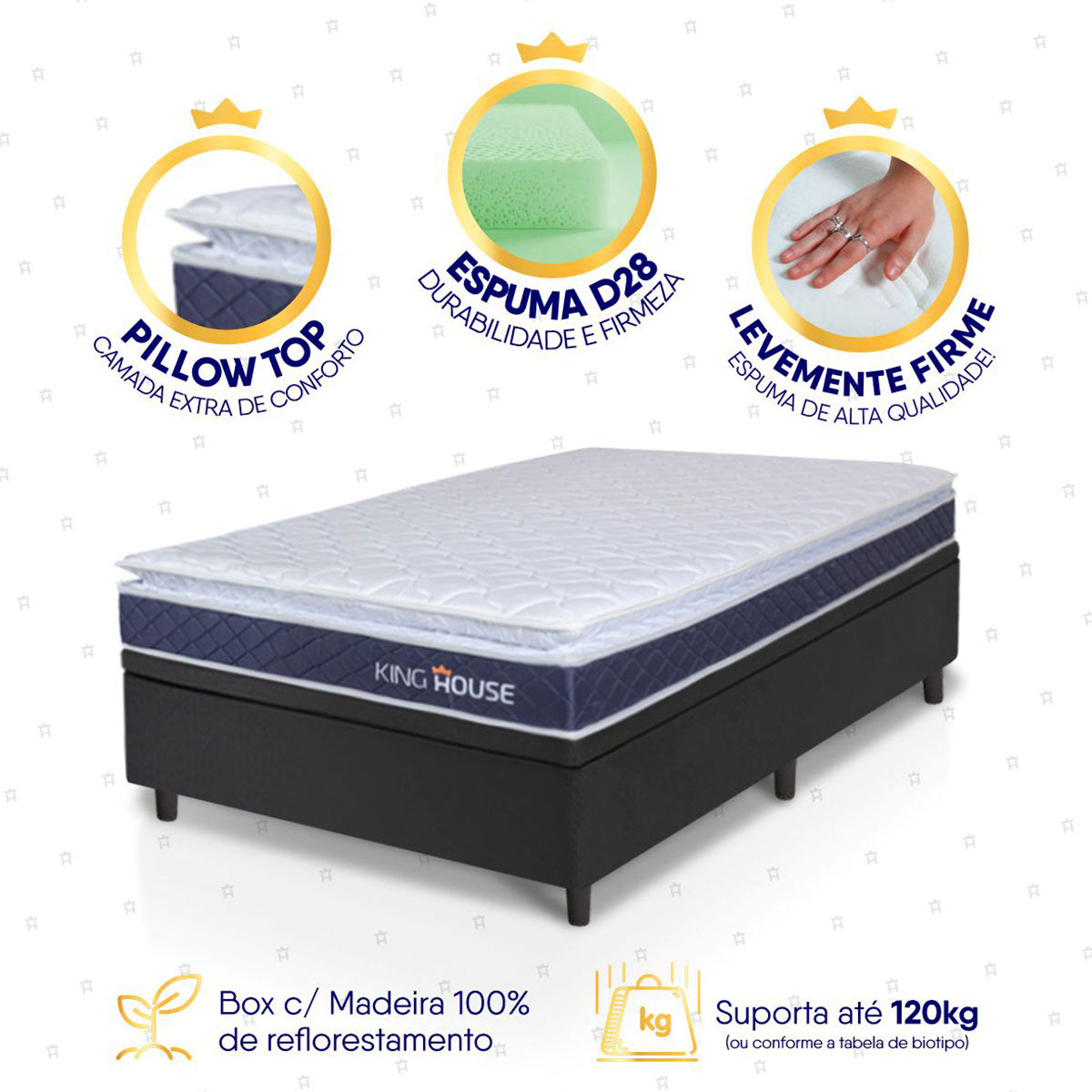 Cama Box Baú Durban Espuma D28 Solteirão 96x203 King House
