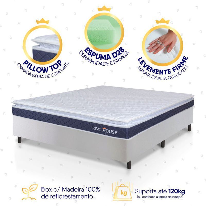 Cama Box Durban Espuma D28 Viúva 128x188 Branco King House