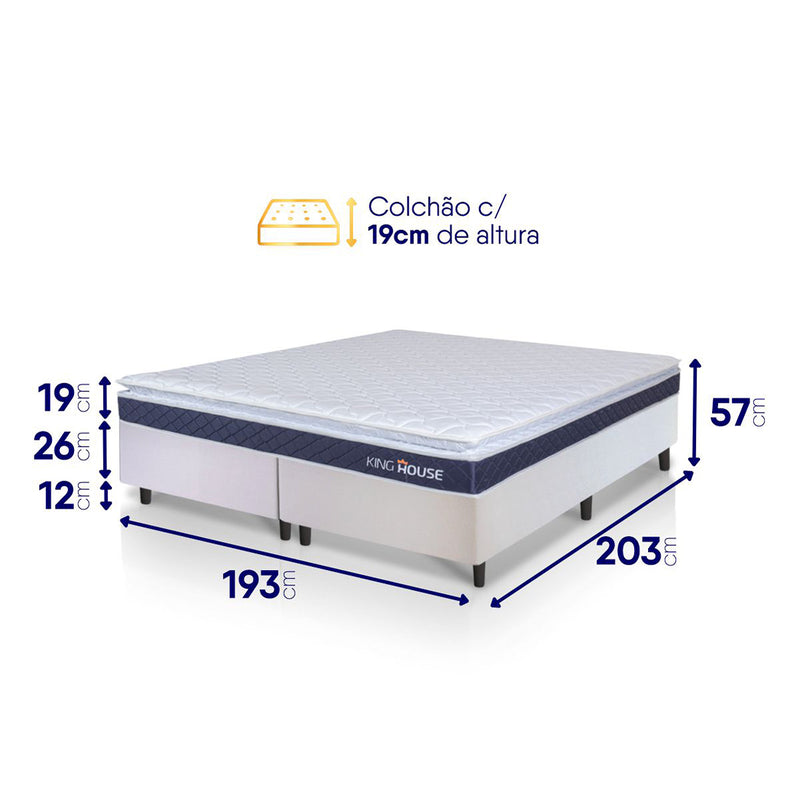 Cama Box Durban Espuma D28 King 193x203 Branco King House