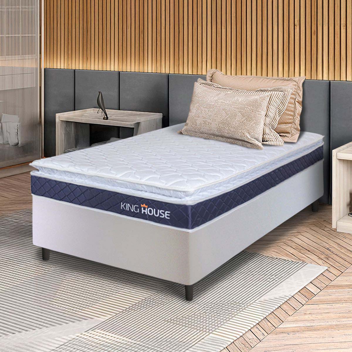 Cama Box Durban Espuma D28 Solteiro 88x188 Branco King House