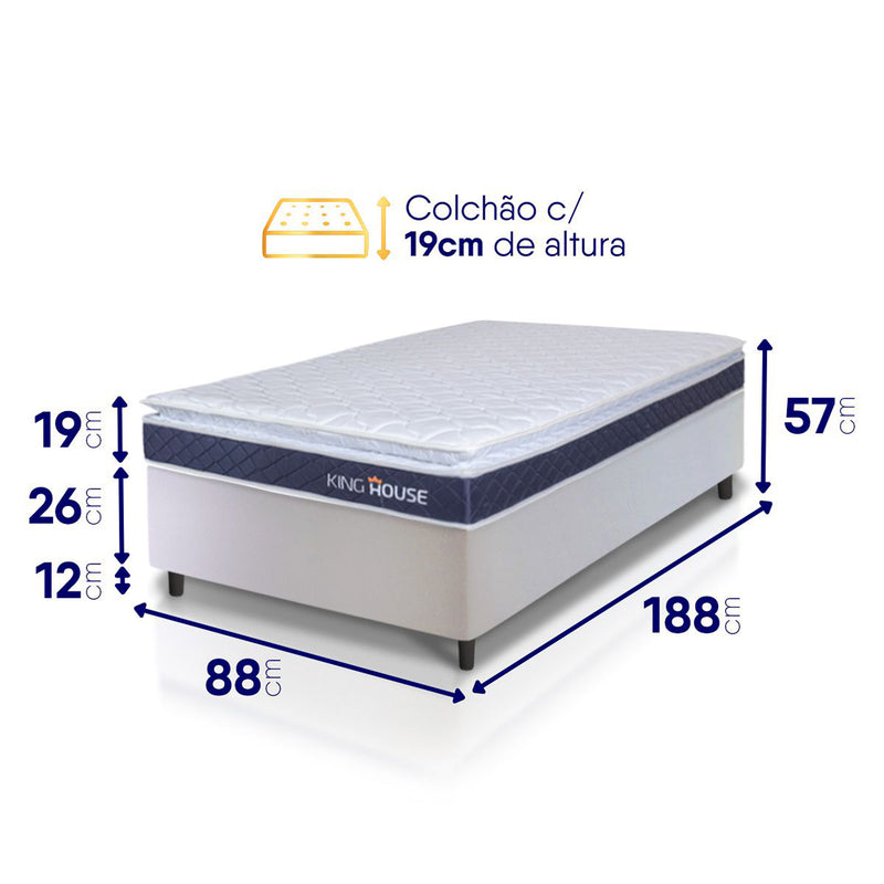 Cama Box Durban Espuma D28 Solteiro 88x188 Branco King House
