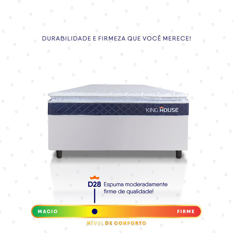 Cama Box Durban Espuma D28 Solteiro 88x188 Branco King House