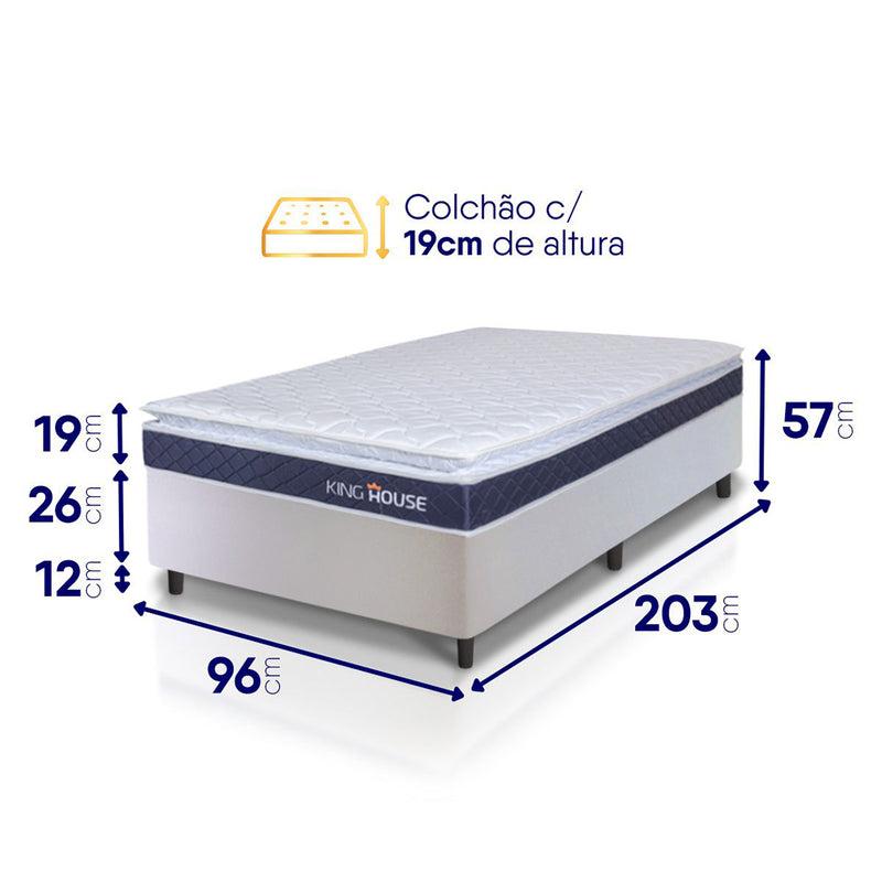 Cama Box Durban Espuma D28 Solteiro 96x203 Branco King House