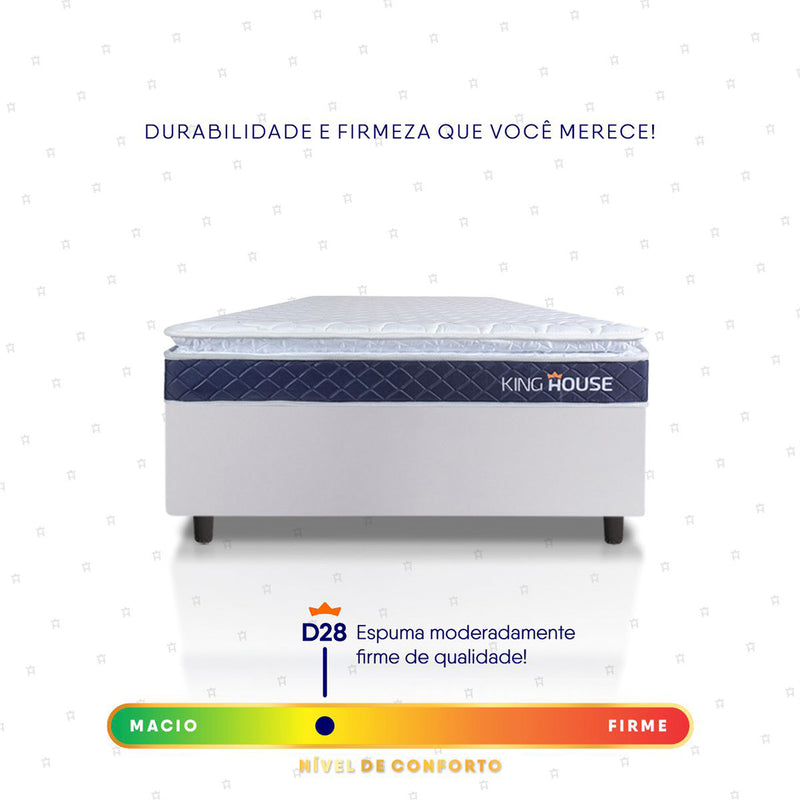 Cama Box Durban Espuma D28 Solteiro 96x203 Branco King House