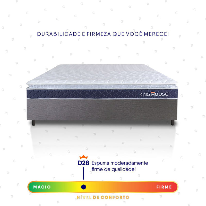 Cama Box Durban Espuma D28 Viúva 128x188 Cinza King House