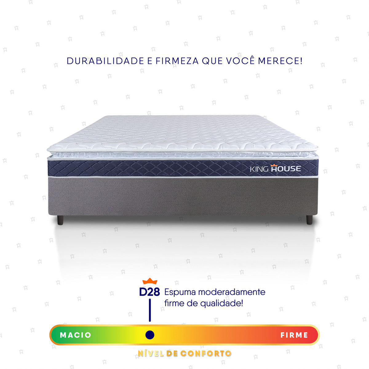 Cama Box Durban Espuma D28 Casal 138x188 Cinza King House