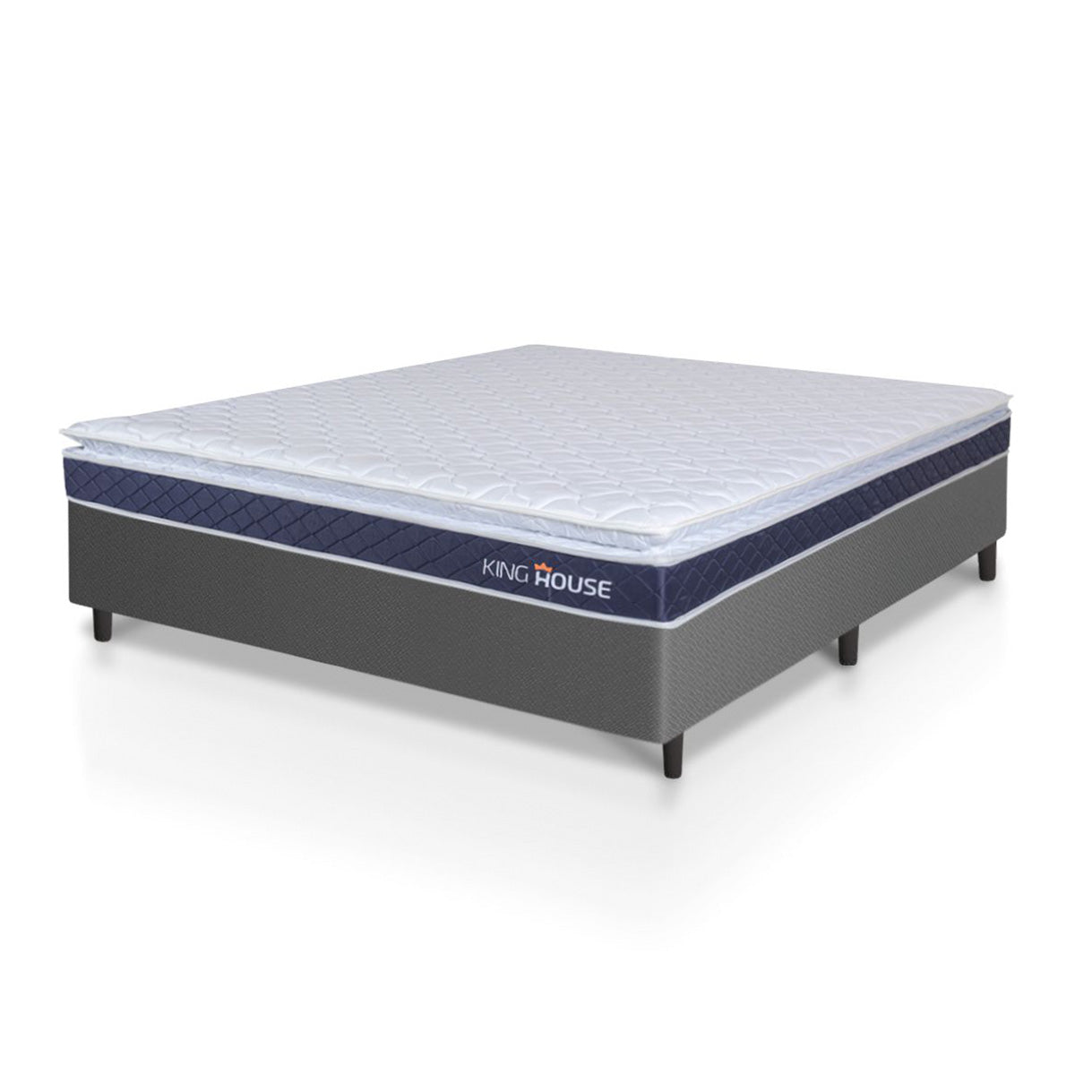 Cama Box Durban Espuma D28 Casal 138x188 Cinza King House