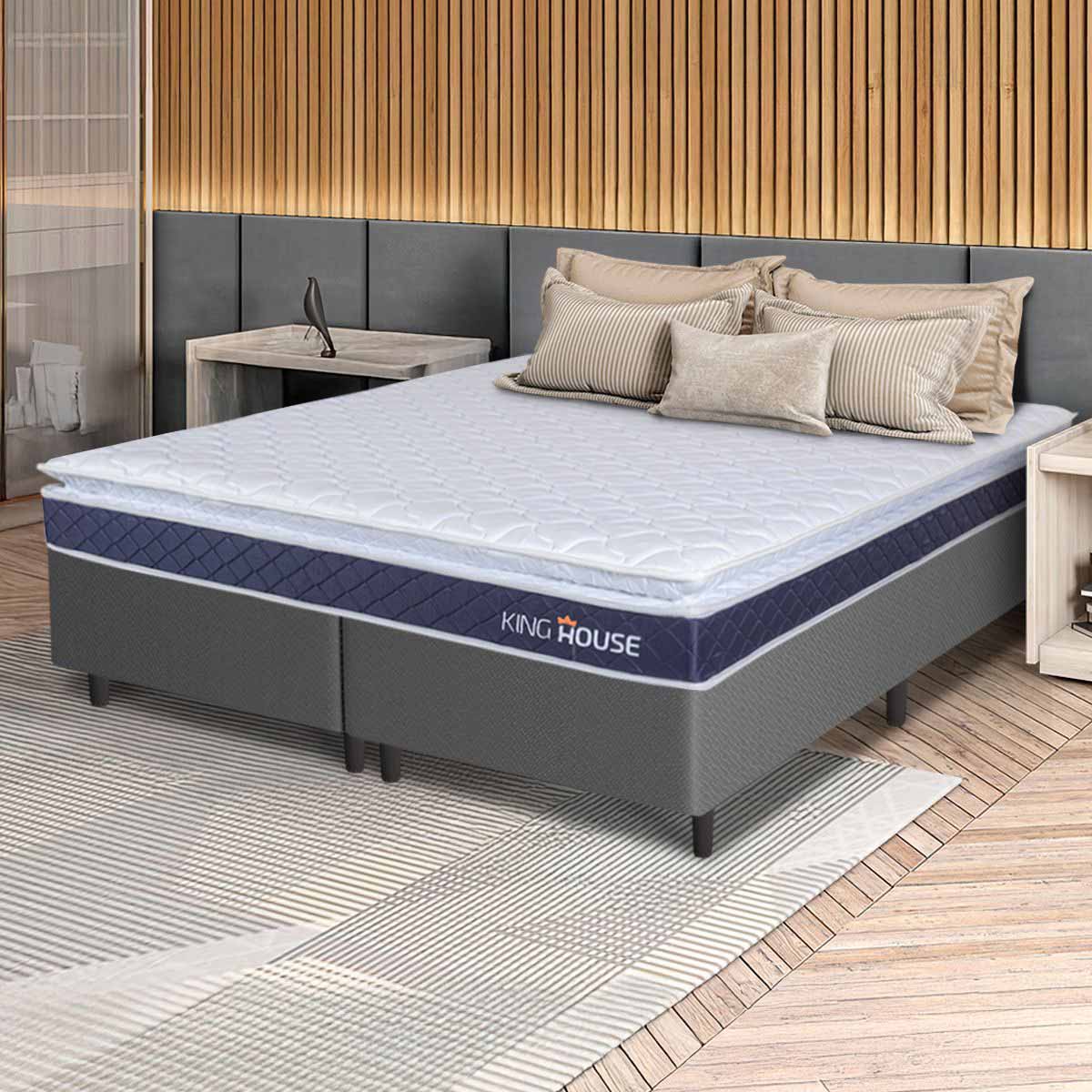Cama Box Durban Espuma D28 Queen 158x198 Cinza King House