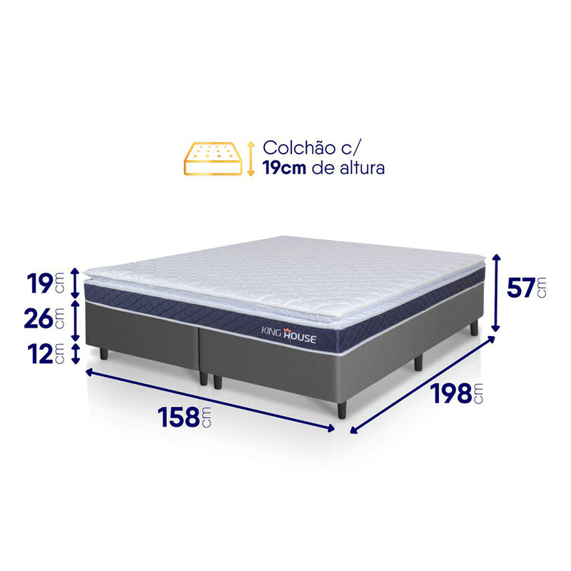 Cama Box Durban Espuma D28 Queen 158x198 Cinza King House