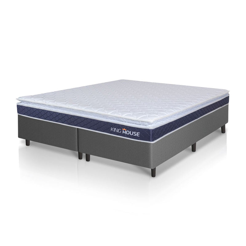 Cama Box Durban Espuma D28 Queen 158x198 Cinza King House