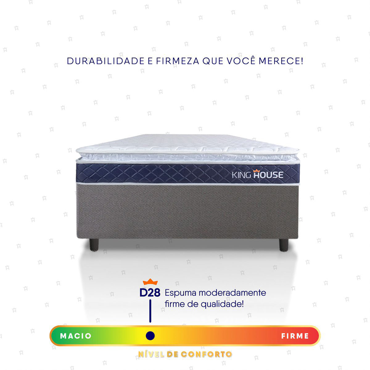 Cama Box Durban Espuma D28 Solteiro 88x188 Cinza King House