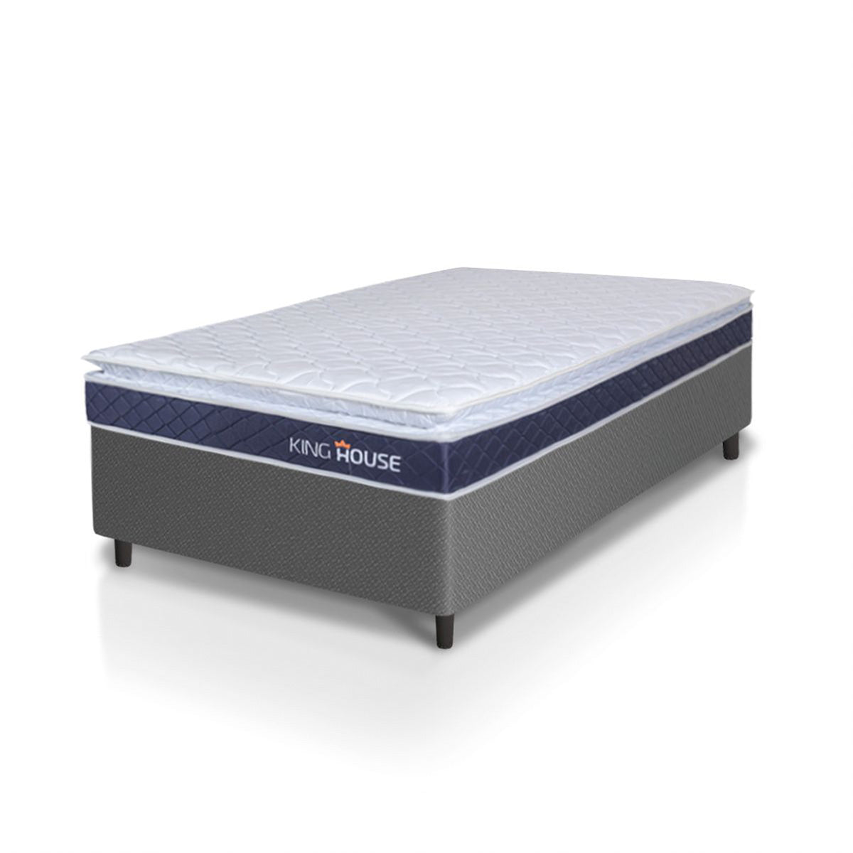 Cama Box Durban Espuma D28 Solteiro 88x188 Cinza King House