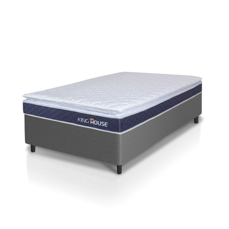 Cama Box Durban Espuma D28 Solteiro 88x188 Cinza King House
