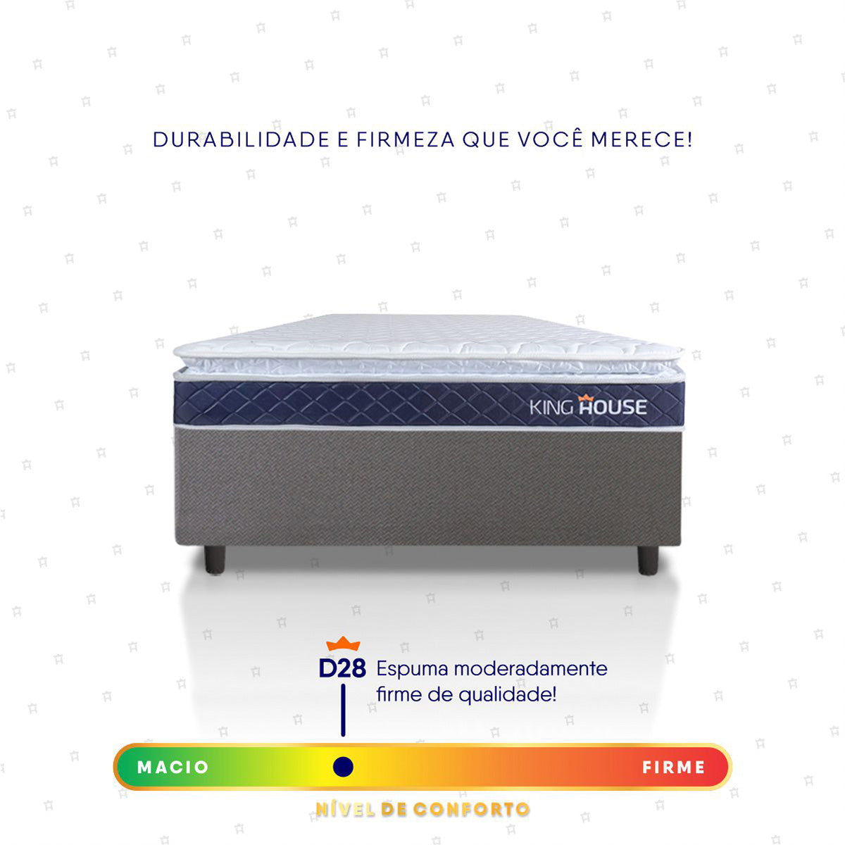 Cama Box Durban Espuma D28 Solteirão 96x203 Cinza King House