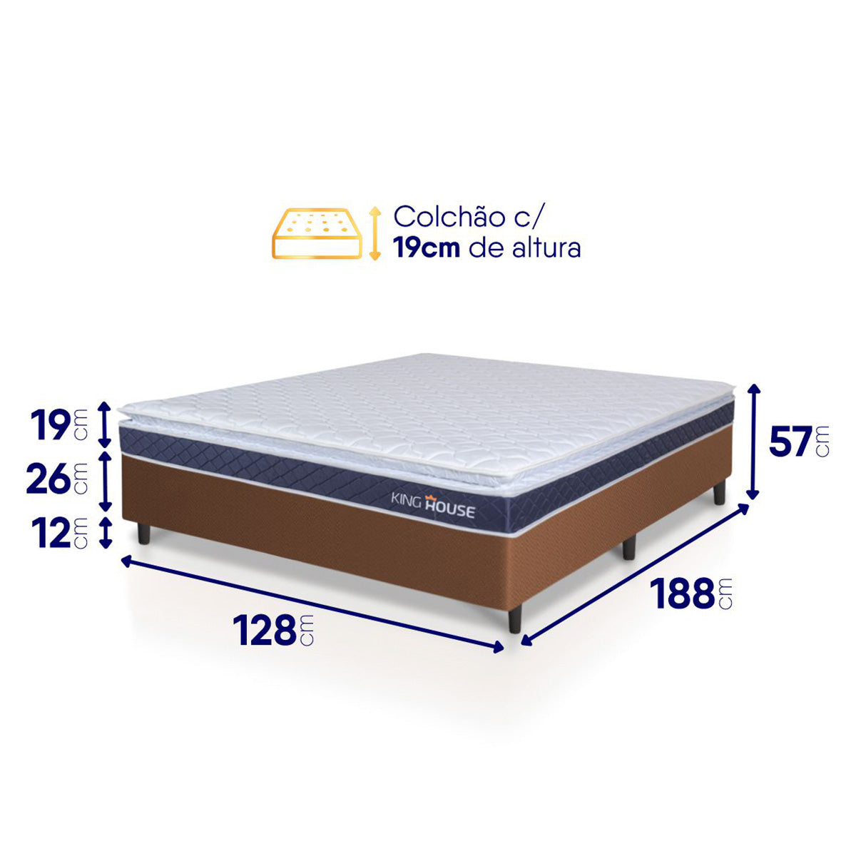 Cama Box Durban Espuma D28 Viúva 128x188 Marrom King House