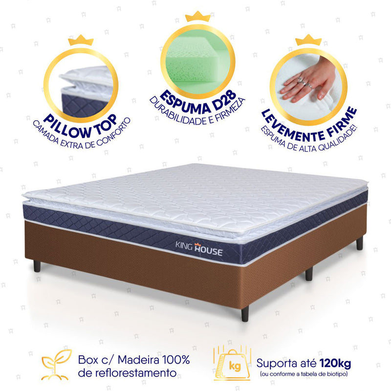 Cama Box Durban Espuma D28 Viúva 128x188 Marrom King House