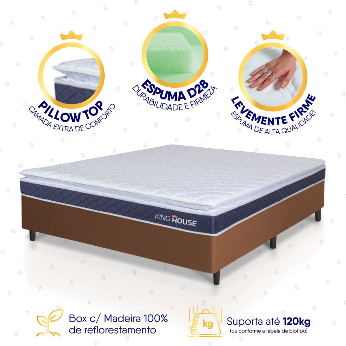 Cama Box Durban Espuma D28 Casal 138x188 Marrom King House