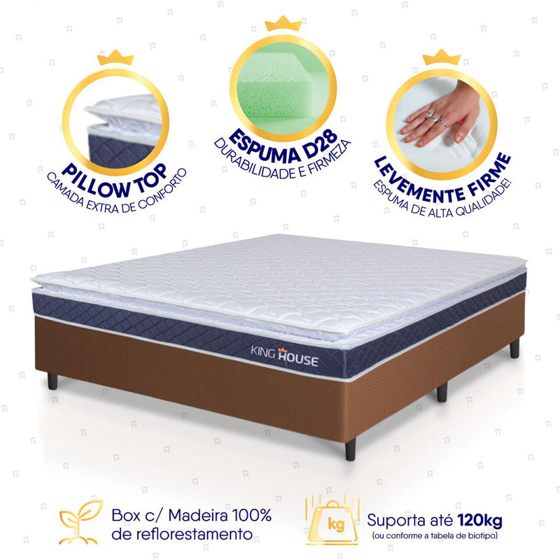 Cama Box Durban Espuma D28 Casal 138x188 Marrom King House