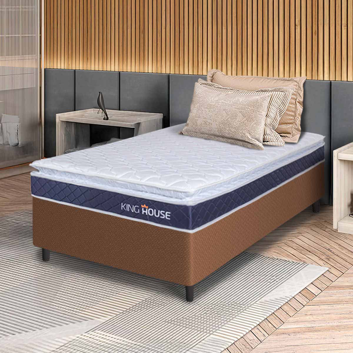 Cama Box Durban Espuma D28 Solteiro 88x188 Marrom King House