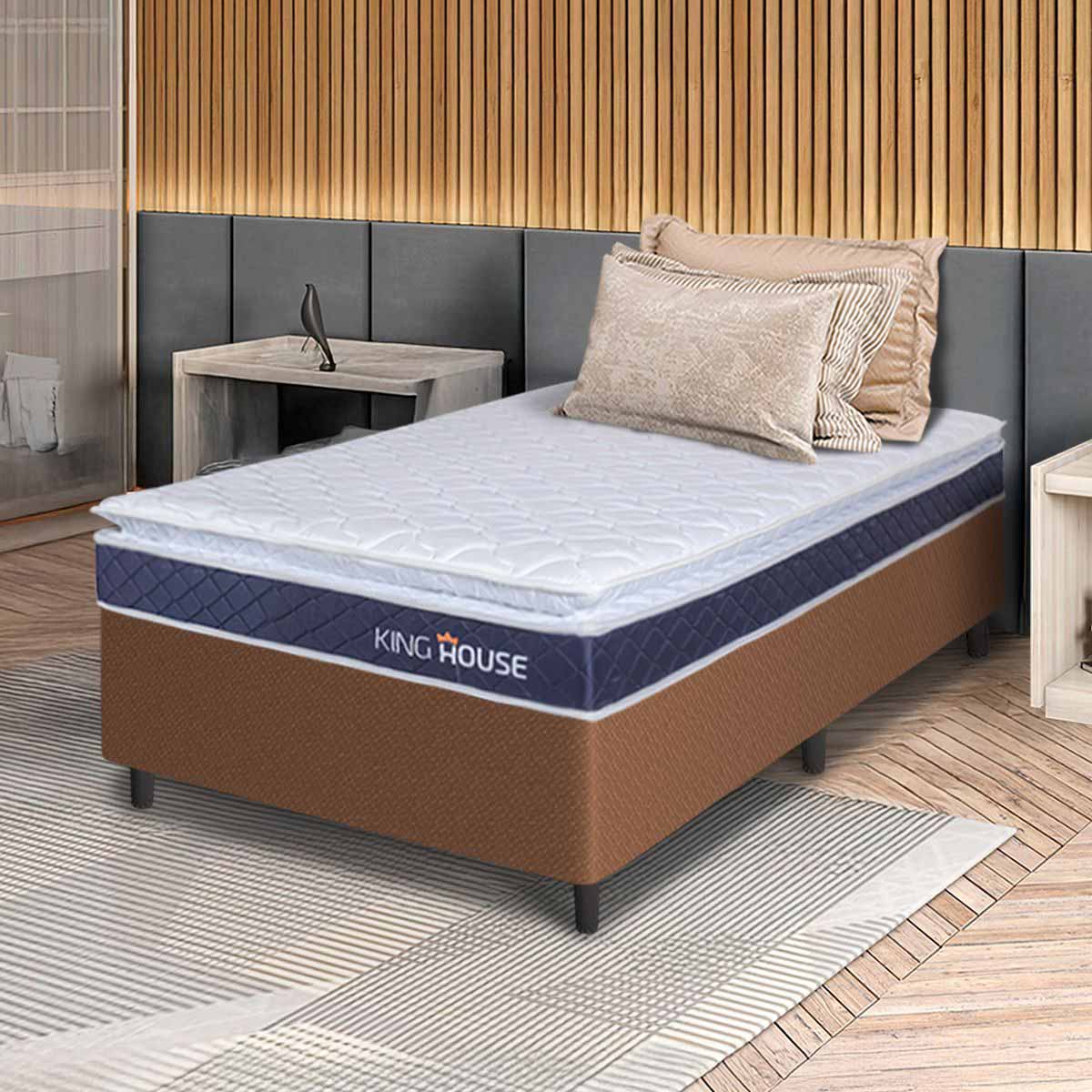 Cama Box Durban Espuma D28 Solteiro 96x203 Marrom King House