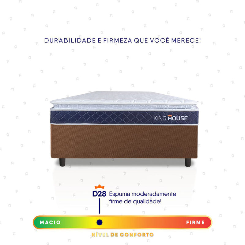 Cama Box Durban Espuma D28 Solteiro 96x203 Marrom King House