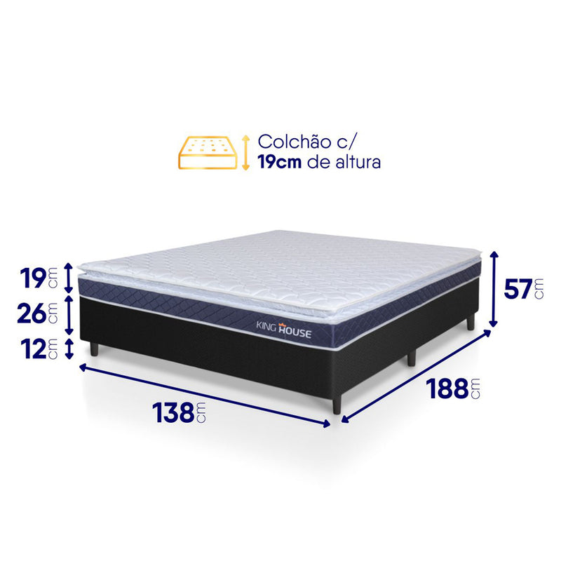 Cama Box Durban Espuma D28 Viúva 128x188 Preto King House