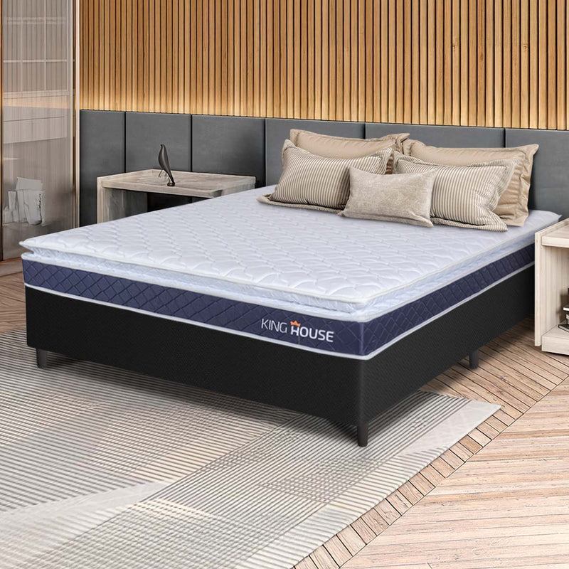 Cama Box Durban Espuma D28 Casal 138x188 Preto King House
