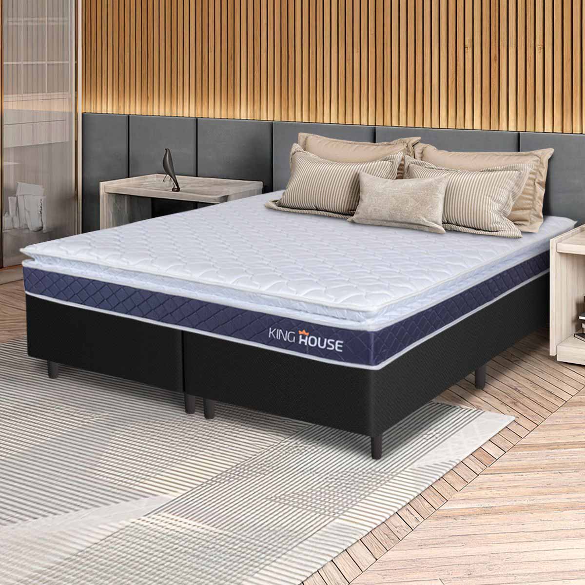 Cama Box Durban Espuma D28 Queen 158x198 Preto King House