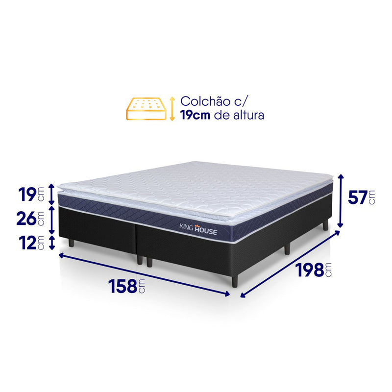 Cama Box Durban Espuma D28 Queen 158x198 Preto King House