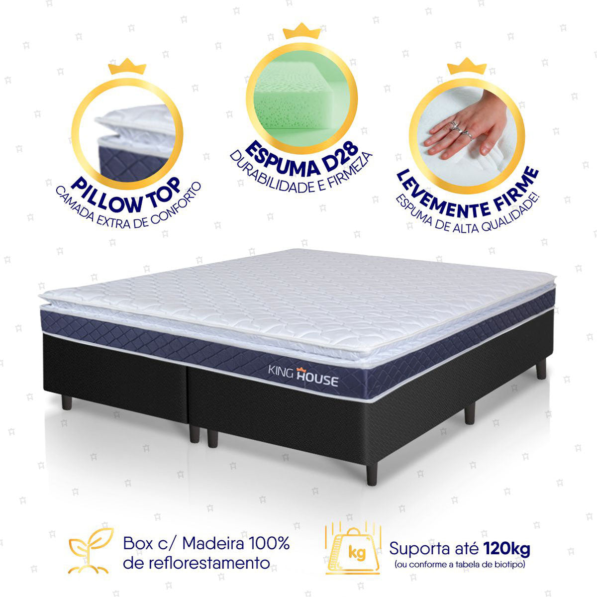 Cama Box Durban Espuma D28 Queen 158x198 Preto King House