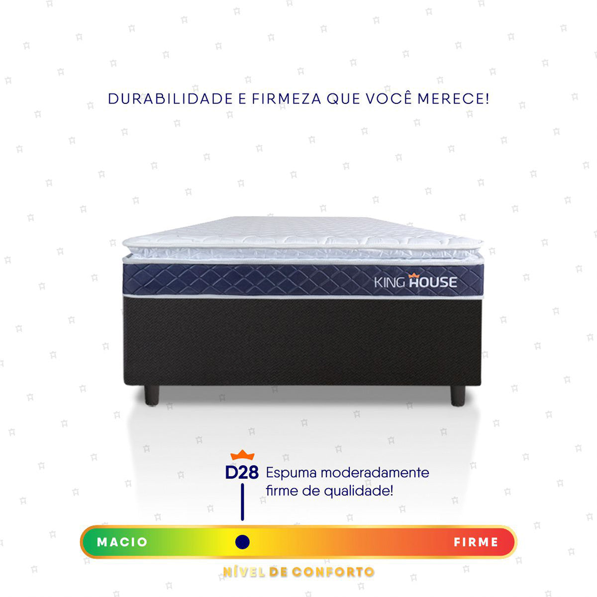 Cama Box Durban Espuma D28 Solteiro 88x188 Preto King House