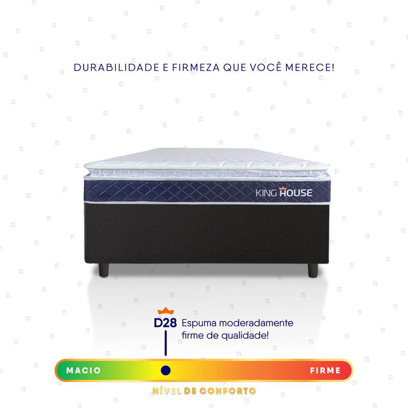 Cama Box Durban Espuma D28 Solteiro 88x188 Preto King House