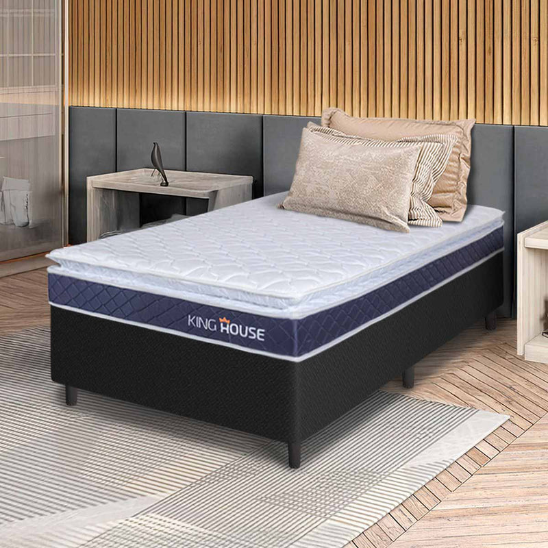 Cama Box Durban Espuma D28 Solteirão 96x203 Preto King House
