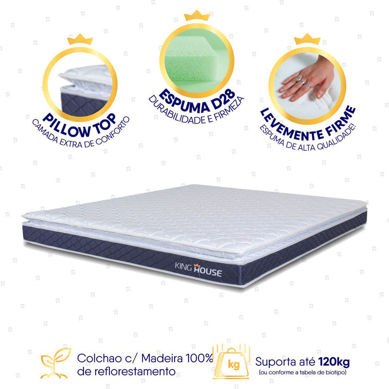 Colchão Durban Azul Espuma D28 Viúva 128x188x19