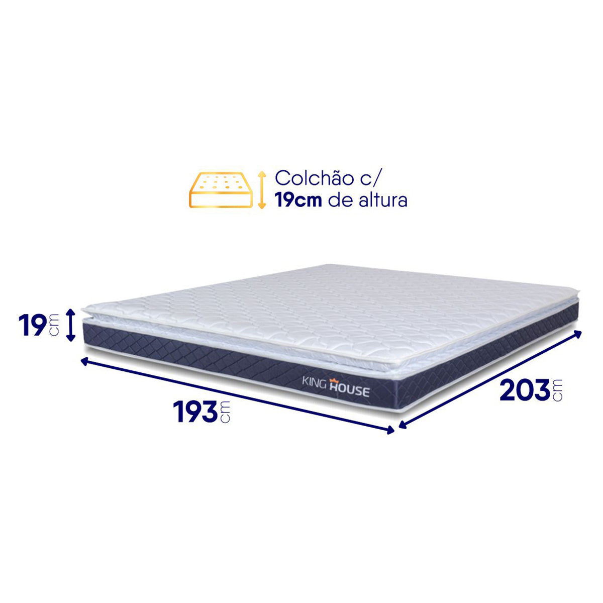 Colchão Durban Azul Espuma D28 King 193x203x19